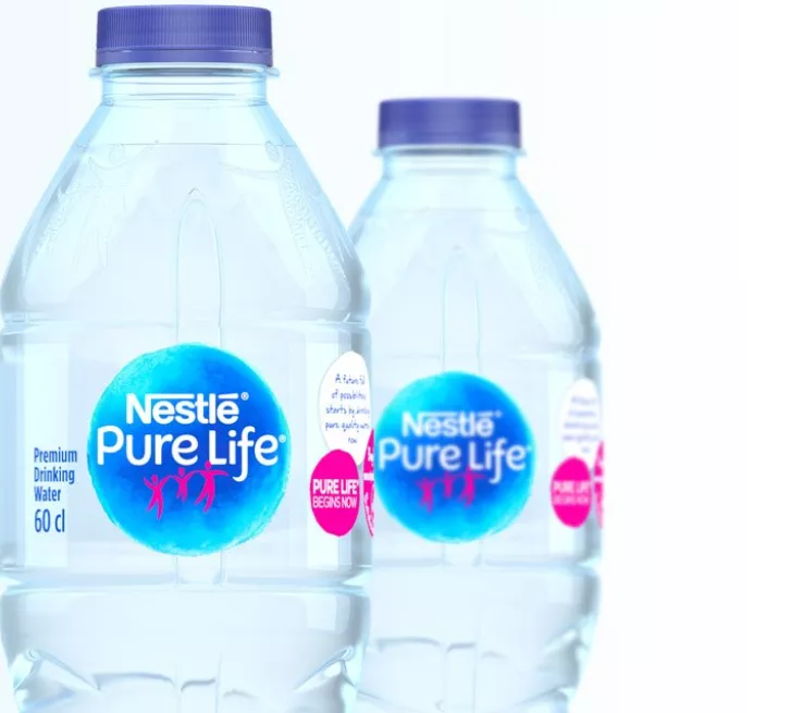 Two bottles of Nestle Pure Life Premium drinking water